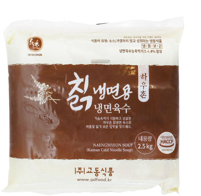 (무)(냉동)하우촌 칡냉면용냉면육수2.5kgx4개, 24박스, 2.5kg