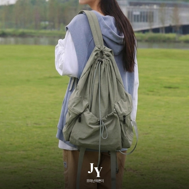 쪼예 [2size] 남녀공용 대용량 나일론 스트링 방수 여행 학생 커플 백팩