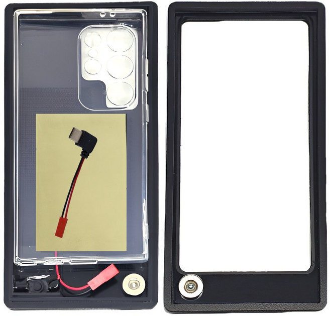 오토바이 1구 만능 방수케이스 배달대행 자석 충전거치대 충전 케이스 열선 스위치, C타입젠더+젤리케이스S20울트라