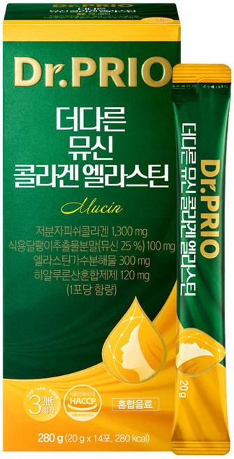 닥터프리오 더다른 뮤신콜라겐 엘라스틴 14p, 280g, 1개