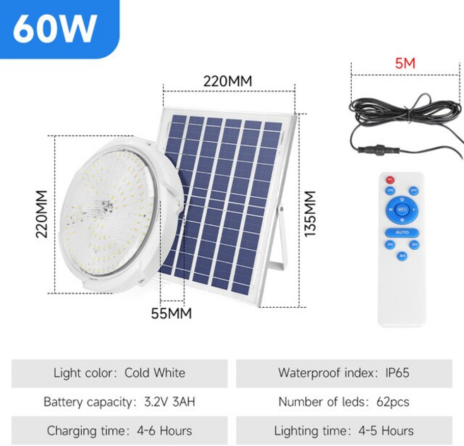 야외 태양광 LED 방수 투광 조명 에너지 패널 램프 정원 장식 캠핑용 반사판 기구 led 야외조명 가로등, [08] 60W Cold 6500k, 08 60W Cold 6500k