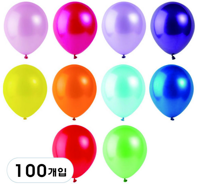 파티팡 라운드 풍선 30cm, 100개, 펄 레인보우