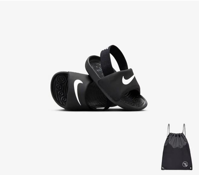 나이키 카와 슬라이드 베이비 샌들 (PG블랙신발주머니)
