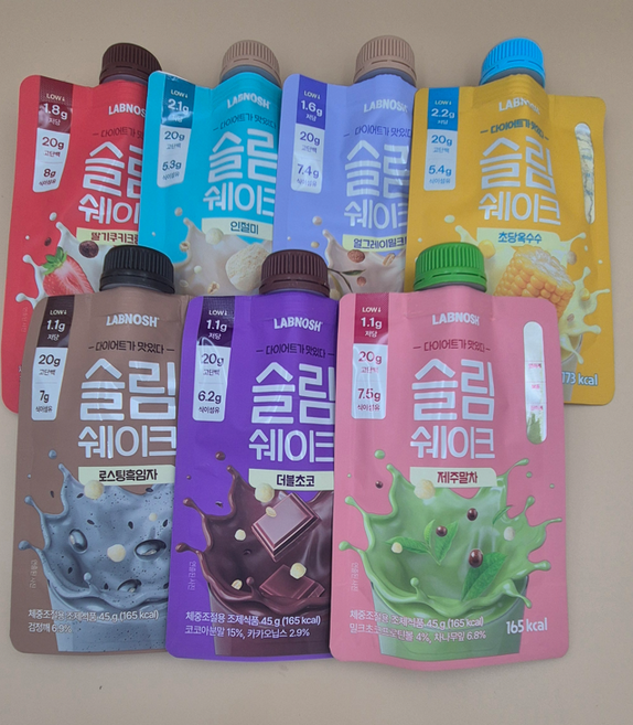 랩노쉬 슬림쉐이크 7종 7개입 (초당옥수수/로스팅흑임자/더블초코/인절미/제주말차/딸기쿠키크럼블/얼그레이밀크티)