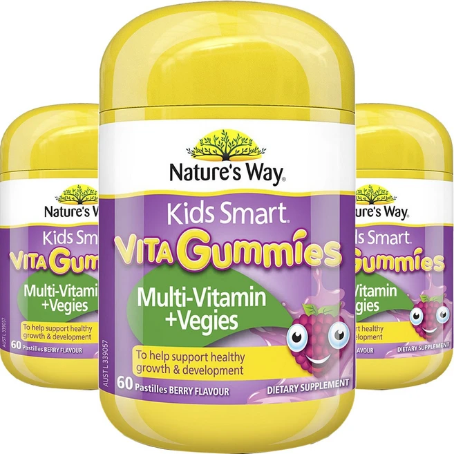 네이쳐스웨이 키즈 스마트 비타 구미스 멀티-비타민 + 베지스 베리맛 패스틸, 60개입, 3개, 60정 - 쿠팡