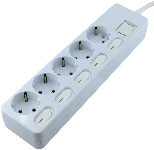 다조아 국산 개별 스위치 절전 멀티탭 5구 (16A), 1개, 화이트, 1.5m