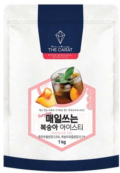 더캐럿 매일쓰는 복숭아 아이스티 파우더 1kg I 대용량 복숭아차 베이스 분말, 40개