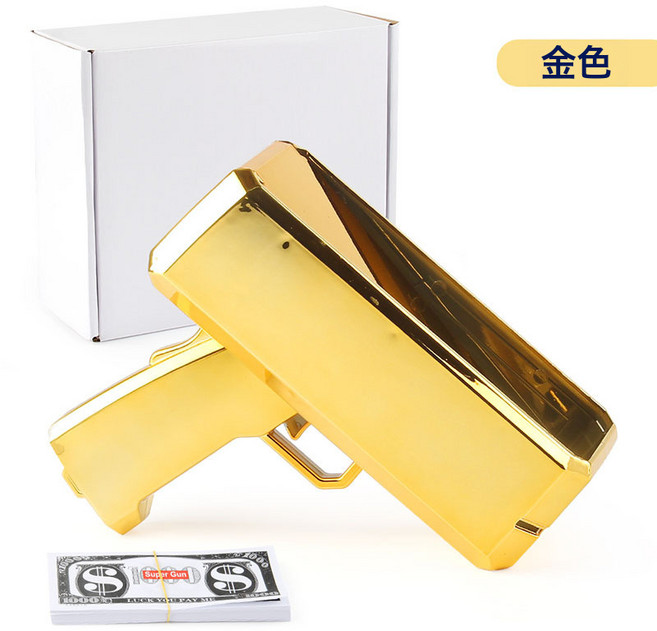 噴錢槍 Money Gun美金槍 噴錢槍玩具射錢 鈔票槍 玩具槍, 1個, 無logo亮金色噴錢槍407g:1個
