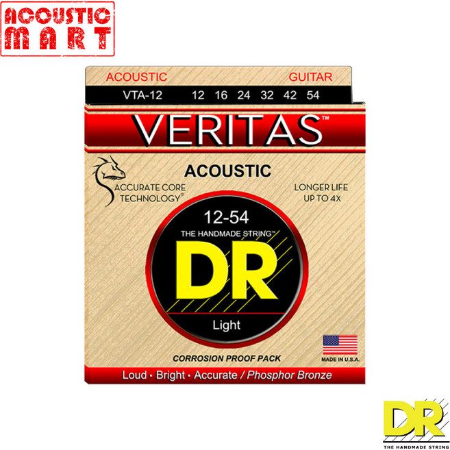 DR 어쿠스틱기타 스트링 Veritas 12-54 / 어쿠스틱기타줄 통기타줄 기타현, 1개