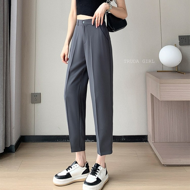 《杜達女孩》輕職抗皺西裝褲 顯瘦小腳哈倫褲 大尺碼女褲