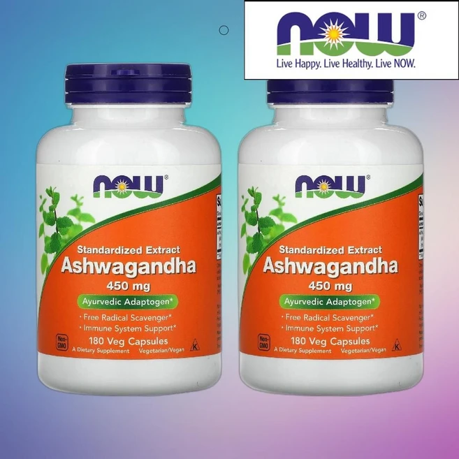 나우 아쉬와간다 표준화된 아쉬아간다 추출물 450mg 베지 캡슐 180정 Ashwagandha 2통, 2개 - 쿠팡