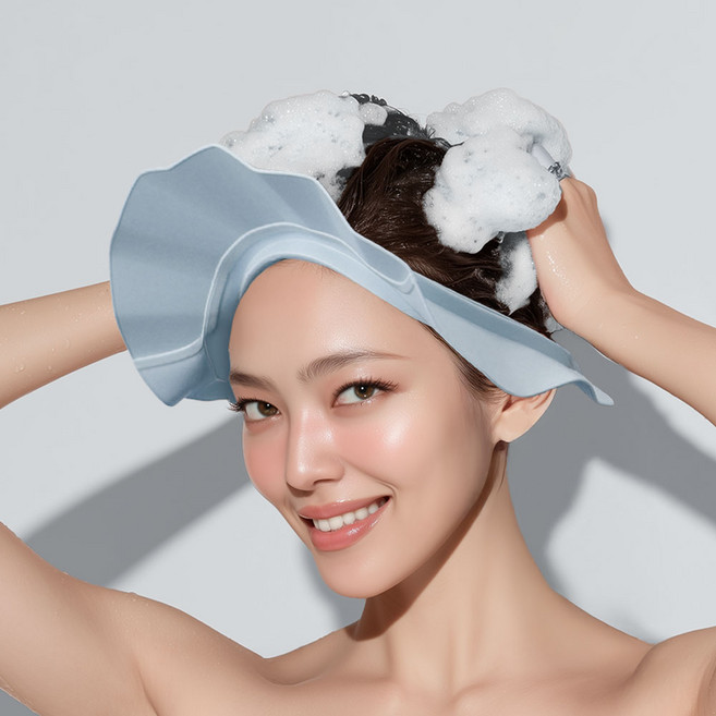 성인용 샴푸캡 이중물막음!!! 얼굴밀착!!! 민트색, 1개, 그린
