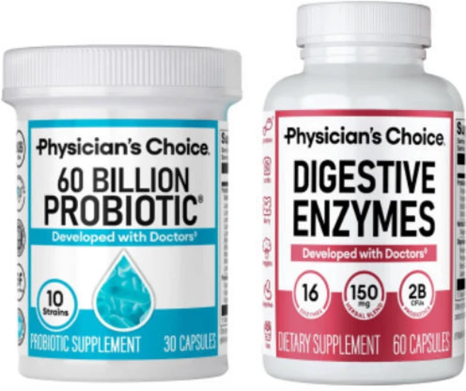 피지션스 초이스 600억 프로바이오틱스 + 소화효소 번들 세트 (유산균 30캡슐 + 소화효소 60캡슐), 1개, 120정 - 쿠팡