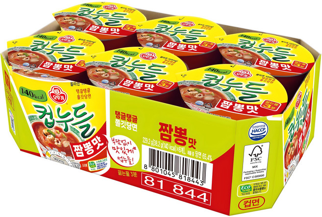 오뚜기 컵누들 짬뽕맛 38.2g, 6개