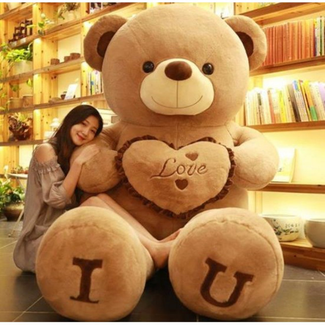 MAKABORO 대형 곰돌이 테디 인형 초대형 수면 곰인헝 안고자는 봉제인형 생일선물 여친선물, 1개, IU브라운, 180cm