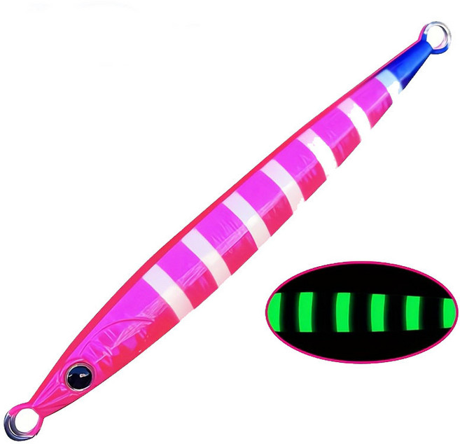 베이트샵 패스트 크롬 100g 빅게임전용 메탈지그 삼치 농어 지깅 용메탈 유혹 롱 낚시철판 배가 철판을 낚다 금속 지그 금속 어업 지그, 1개, 핑크 야광