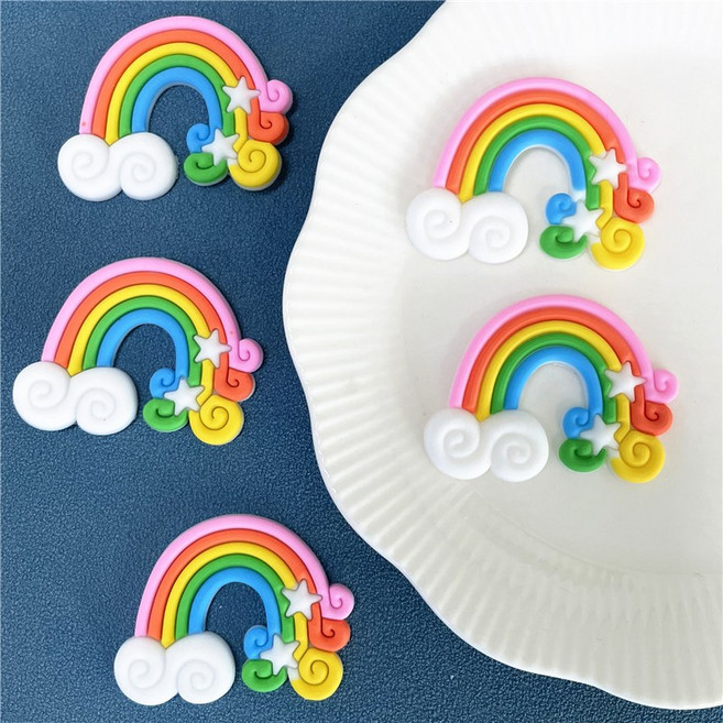 (5pcs)구름무지개 고무 데코덴 파츠, 5개입, (PL35-5) 별구름