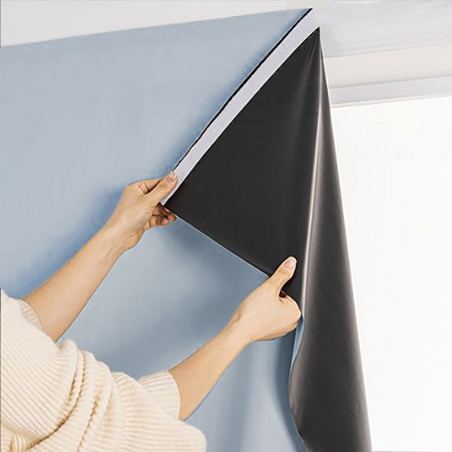 해수비 누구나 쉽게 붙이는 무타공 암막 커튼 찍찍이 벨크로 포함 99.99% 빛차단