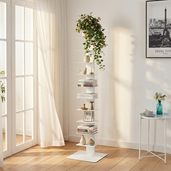 나인홈 밀라노 북선반 인테리어 스탠딩 철재 수납 책장 화분 정리대, 10단, 화이트