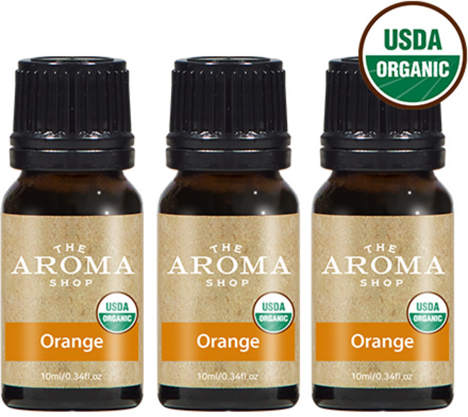 더아로마샵 USDA 유기농 에센셜오일 디퓨저 아로마테라피 숙면 힐링, 3개, 10ml, 오렌지 유기농 에센셜오일