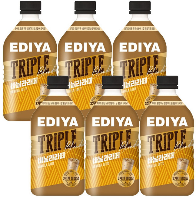 [페트 커피] 이디야 트리플 바닐라 라테 500ml, 6개