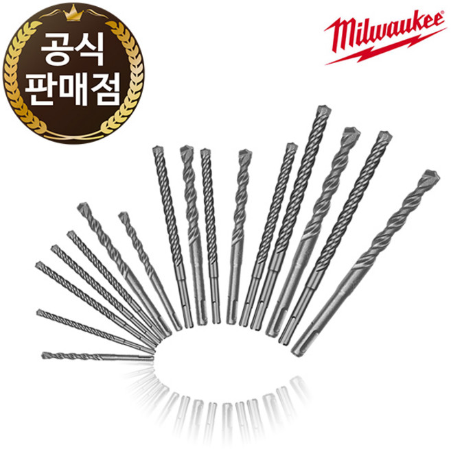 밀워키 SDS PLUS 콘크리트 기리 해머 드릴비트 2날/4날 전사이즈 86종, 4날, 1개