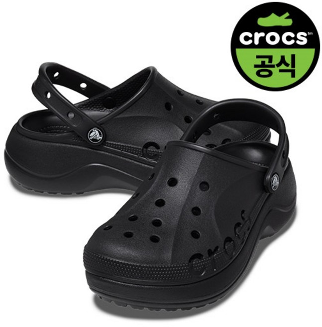 공식 크록스 바야 플랫폼 클로그 블랙
