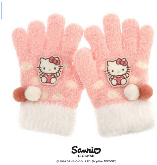 산리오 정품 헬로키티 여아용 방울달린 겨울 수면장갑 방한장갑