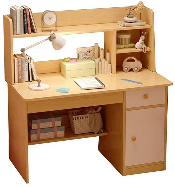 多功能書桌，附帶收納空間，環保材質，穩固耐用, 田園橡木色