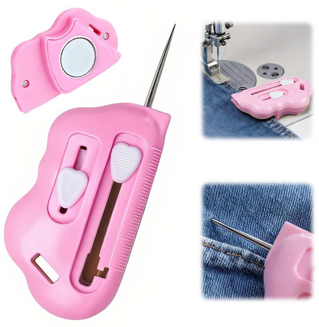 루베이 다기능 자석 자석가이드 내장 실 꿰기 + 실풀이 기능 간편한 바느질 액세서리, 1개, 핑크색