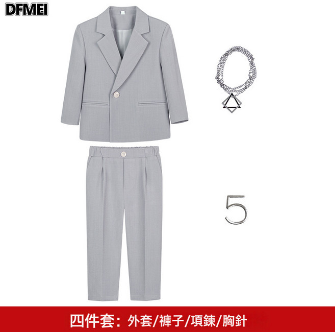 DFMEI 兒童西裝新款男童帥氣走秀攝影演出服休閒生日禮服休閒小西服