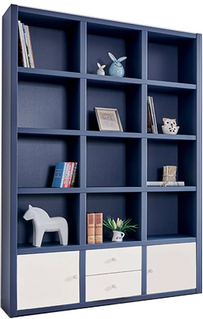 아미까쥬 수납형 1200 5단책장 15칸책꽂이 완제품배송, 네이비