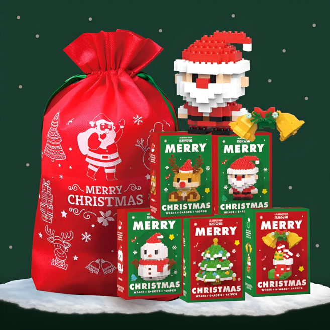 [산타 자루] 크리스마스 나노블럭 선물 세트 미니 블록 오브제 클스앤, 1세트, 레드(산타)