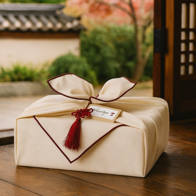 잇츠K 광목 보자기 선물세트 / 상자 태슬 스티커 포함 예단 답례 4호, 1개