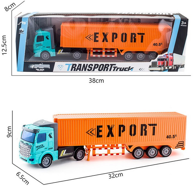 玩具運輸車 可拆卸收納 大卡車, 平頭迴力貨櫃車, 1個