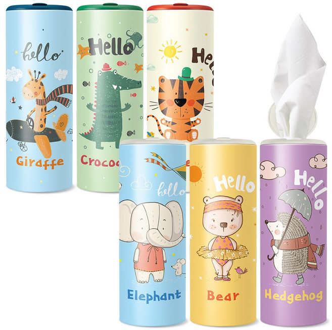 [본사직영] 잇소슬림티슈 헬로우동물친구들 / 어린이집선물 등원준비물 60매 6개