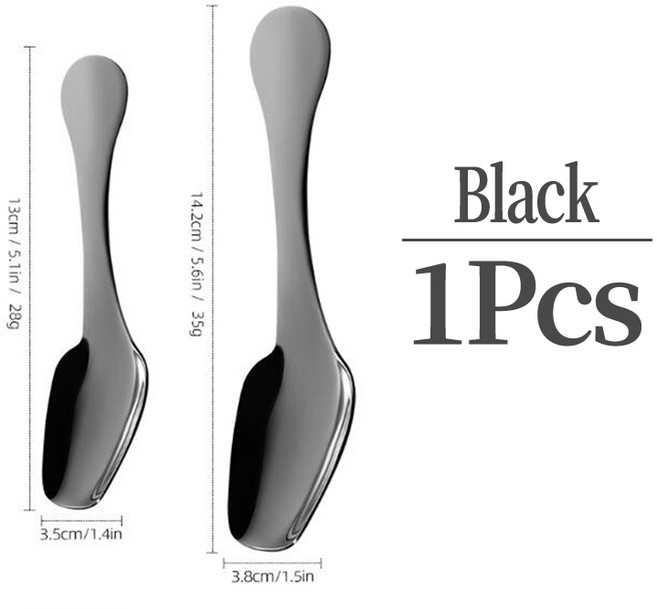 304 스테인리스 스틸 사각 티스푼 선물 두꺼운 짧은 손잡이 미니 아이스크림 커피 디저트, 02 S, 01 black