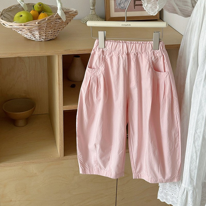 달콩슈 여아용 풍성한 얇은 여름 바지 캐쥬얼 와이드 9부 DKW133