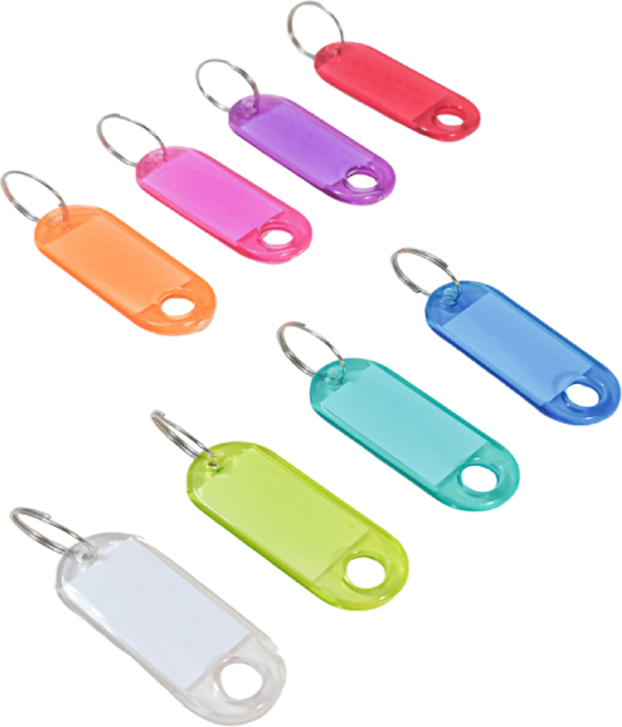 BOGUSAGU 투명 칼라 열쇠고리 네임택 16P BSN-002, 16개, 혼합