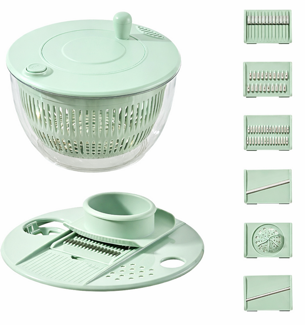 예스 봄 대용량 5L 야채 탈수기 채칼세트, 1개, 그린