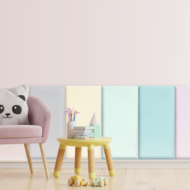 직사각 중형 벽쿠션 어린이 안전 벽매트, 연초록, 1개