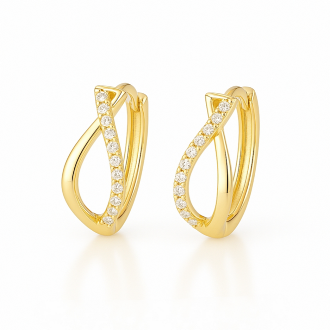 코코쉬 925실버 18k 스와로브스키 물고기 원터치 여성 링 귀걸이 한쌍 (2개)