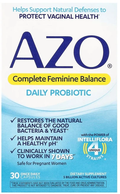 아조 컴플리트 페미닌 밸런스 데일리 프로바이오틱 유산균 50억 액티브 컬쳐 캡슐, 30정, 1개 - 쿠팡