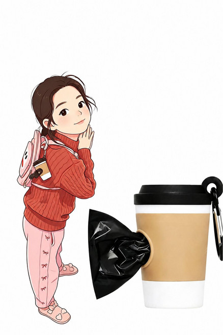 기쁨 반려동물 배변봉투커피컵 케이스, 1개, 1개입, 커피색