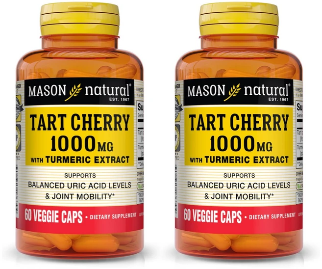1+1 Mason Natural 타트체리 1000mg 60 베지 캡슐 강황 커큐민 허브, 2개, 60정 - 쿠팡