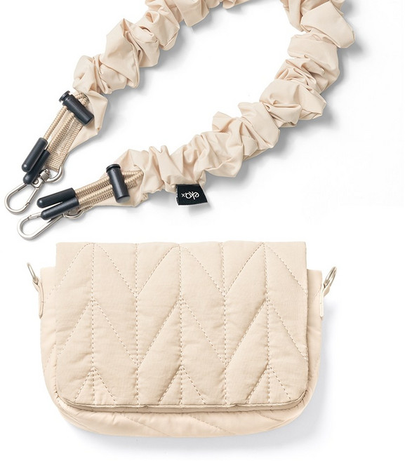 ekax 雲朵Soft 絎縫斜背, 手機包+彈力圈圈手腕繩-奶茶杏, 1個