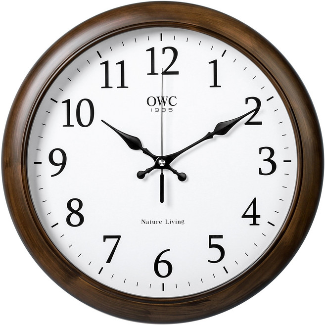 오더블유씨 네츄럴 우든테코 벽시계 OTM902BR, 브라운