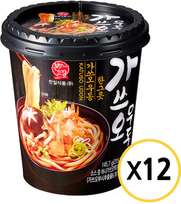 한일본고장 가쓰오 우동 한그릇, 145.7g, 12개