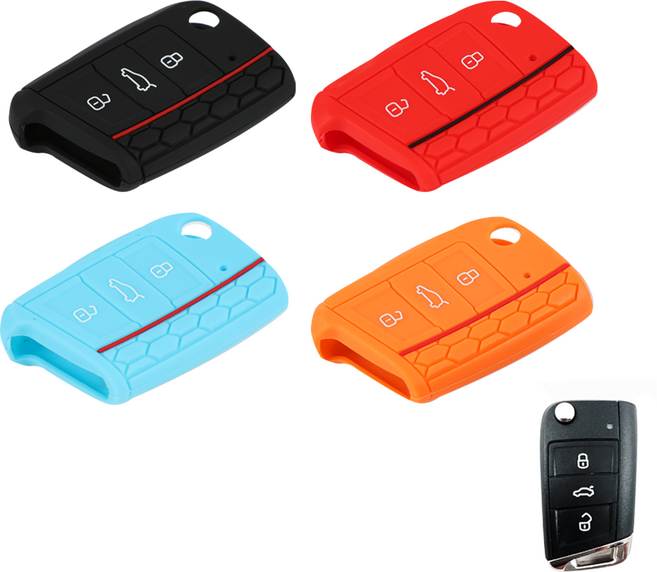 리미트 1+1 폭스바겐 3버튼 골프7세대 골프 7세대 스마트 키 실리콘 케이스, 오렌지+레드