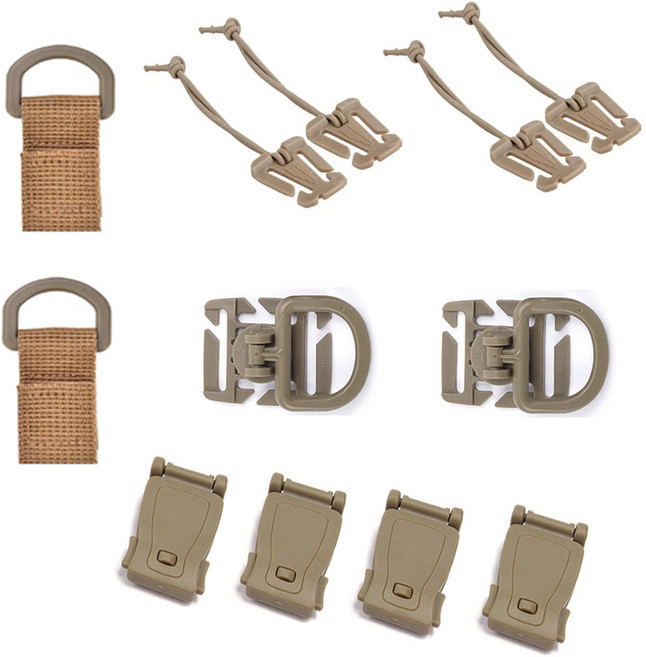몰리 클립 웨빙 스트랩 다용도 고정 클립 정리 배낭 연결 10p 세트, 1세트, 탄(TAN)